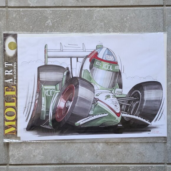 Honda Dario Franchitti Kool Green IndyCar Racing Art Print David Harvey Mole Art - Picture 1 of 3